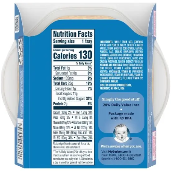 Gerber Baby Food Oatmeal & Barley Apple Cinnamon Baby Cereal - 4.5oz image {3}