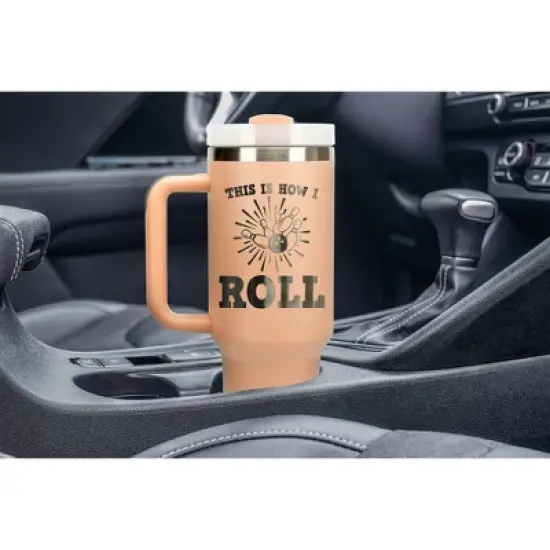 100 North This Is How I Roll Bowling Pins & Ball Strike Wrap-Around 40 Oz. Stainless Steel Water Bottle Coffee Mug, Spill & Leak Resistant, Travel image {4}