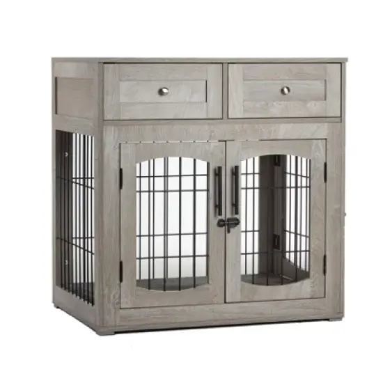 Dog Crate Furniture,Wooden Dog Crate End Table,39.43 Inch Dog Kennel with Drawers image {2}