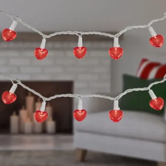Northlight 20-Count Red LED Mini Hearts Valentine's Day Lights - 4.75ft, White Wire image {1}