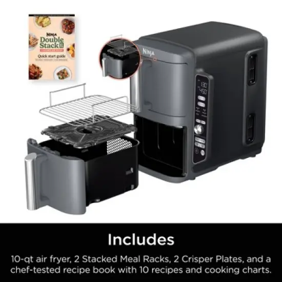Ninja DoubleStack XL 10qt, 6-in-1, 2-Basket Air Fryer, Space Saving Design SL401: Ninja Foodi, Dishwasher-Safe Parts image {15}