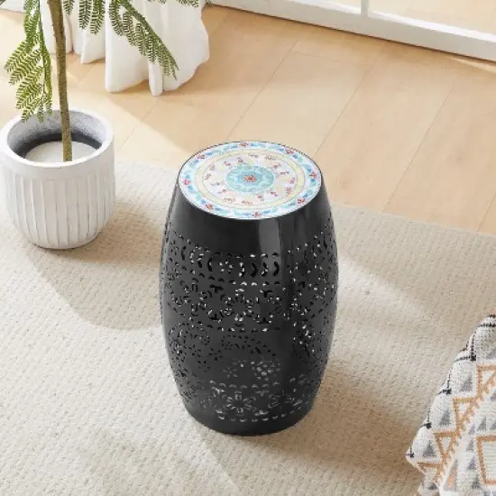 Christopher Knight Home Azalea Patio Iron and Tile Side Table image {1}