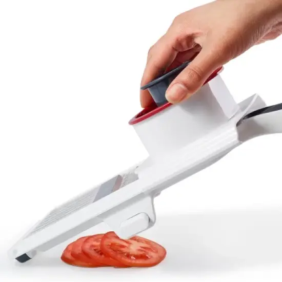 Zyliss Easy Control Handheld Kitchen Slicer Red/Gray/White: Mandoline Vegetable & Potato Slicer, Ergonomic Handle, Dishwasher-Safe image {3}