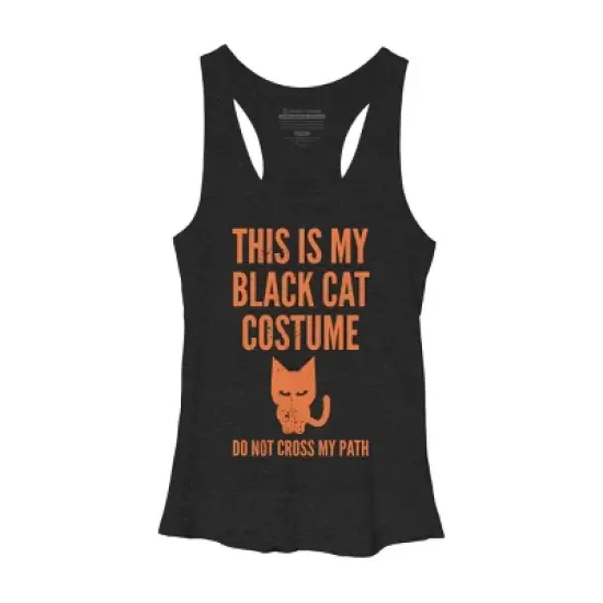 Women's Design By Humans Halloween Introvert Black Cat Costume By Commykaze Racerback Tank Top image {7}
