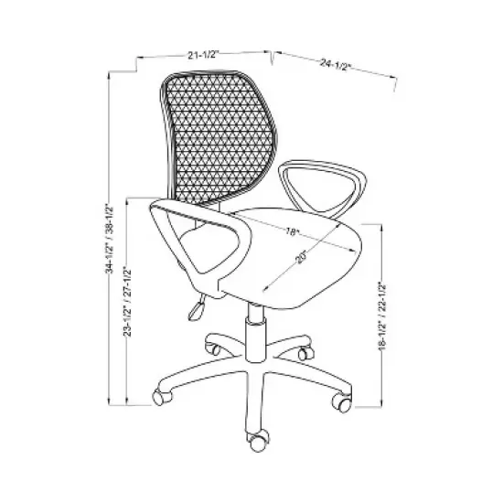 Denmar Padded Mesh Adjustable Office Chair Black - miBasics image {3}