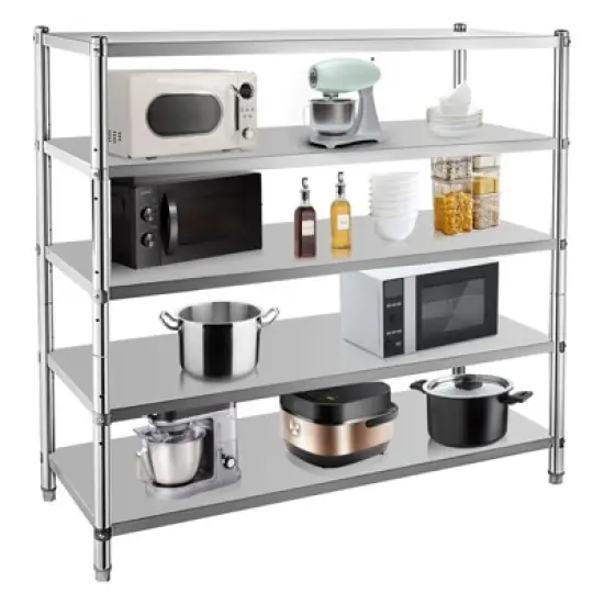 Storage Shelves, 5 Tier Stainless Steel Shelving Organizer, Heavy Duty Garage Shelving Unit, Stable Shelves Organizer for Home, Kitchen,Closet,Office image {13}