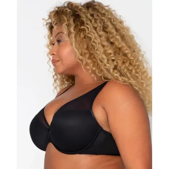 Curvy Couture Women's Sheer Mesh Plunge T-shirt Bra image {6}