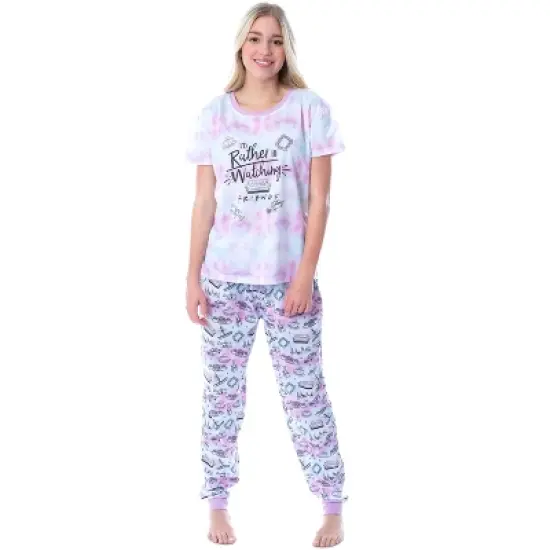 Friends TV Show Logo Womens' Rather Be Watching Sleep Jogger Pajama Set Multicolored image {6}