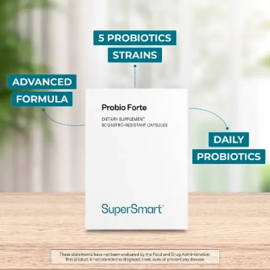 SuperSmart Probio Forte 8 Billion CFU per Day - Daily Probiotics Supplement for Women & Men | Non-GMO & Gluten-Free - 60 Delayed Release Capsules image {2}