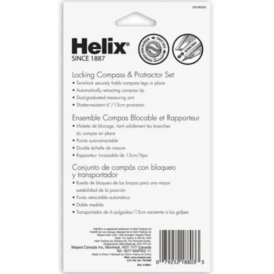 Helix Plastic Locking Compass & Protractor Set, 5 Sets image {6}