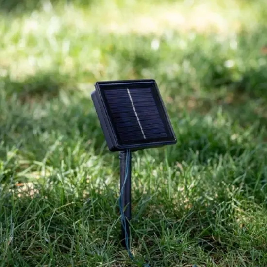 Novelty Lights 50 Light LED Solar Powered String Lights 3" Spacing Green Wire 22.5 Feet image {2}