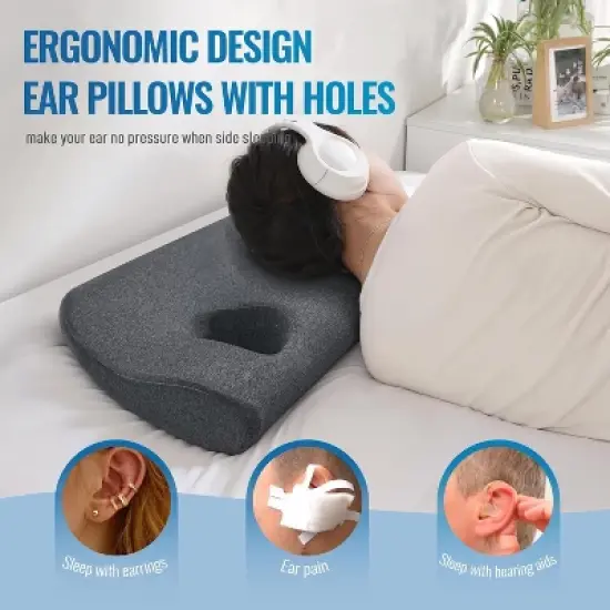 Ear Piercing Pillow for Side Sleepers with Ear Hole Memory Foam Ear Pillows image {1}