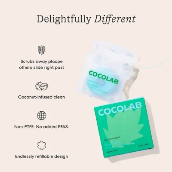 Cocolab Cocofloss Refillable Woven Expanding Dental Floss - Delightful Mint - 33yd image {2}