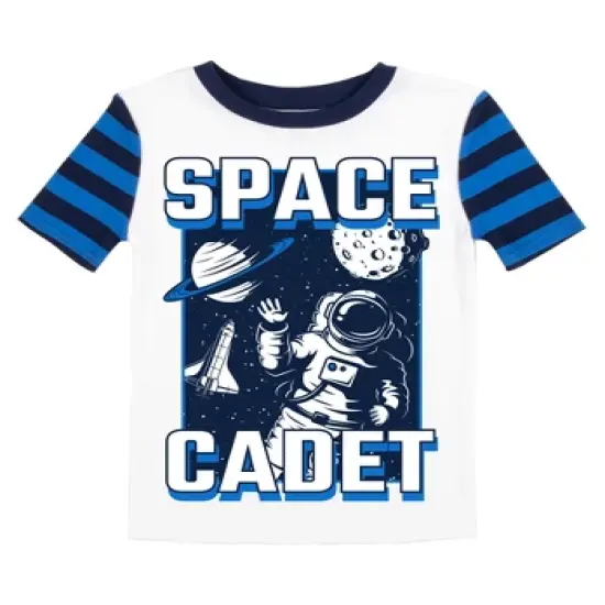 Space Cadet Youth Boy's Blue & Black Striped Short Sleeve Shirt & Sleep Pants Set image {1}