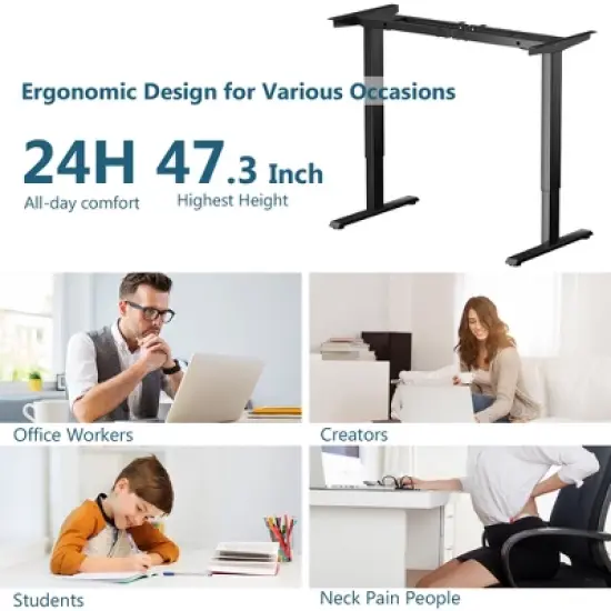 Costway Electric Adjustable Standing up Desk Frame Dual Motor w/Controller White\Black\Grey image {4}