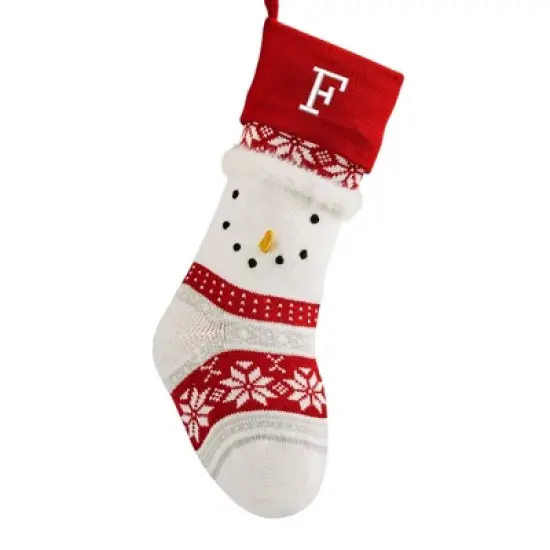 Personalization Mall Winter Snowman Embroidered Initial Knit Stocking image {9}
