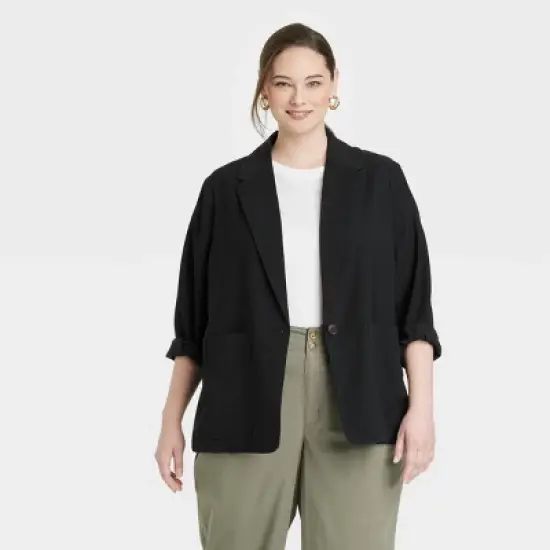 Women's Relaxed Fit Essential Blazer - A New Day&trade; Black image {4}