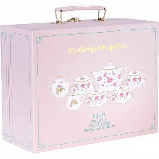 Jewelkeeper 13-Piece Porcelain Tea Party Set with Polka Dot Design image {2}