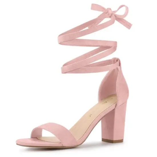Allegra K Women's Lace Up and Ankle Strap Chunky Heel Sandals image {10}