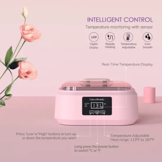 EasyinBeauty Paraffin Wax Machine for Hand and Feet, Touchscreen 3000ml Paraffin Wax Warmer - Pink image {1}