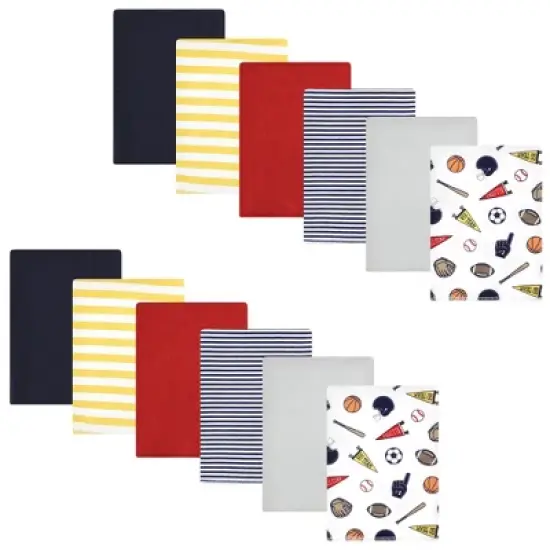 Hudson Baby Infant Boy Cotton Flannel Burp Cloths Bundle, Sports Fan, One Size image {8}