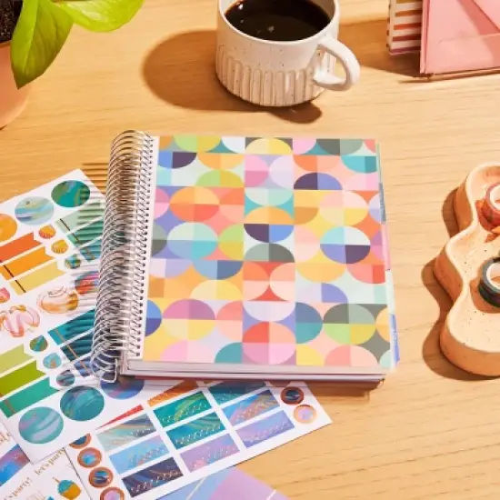 Erin Condren 2024 Planner 7"x9" Daily/Monthly Vertical Coiled Abstract Circles image {11}
