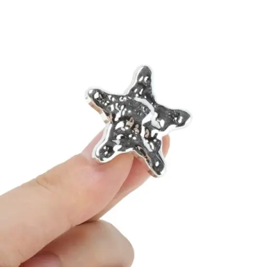 Unique Bargains Textured Star Shoelace Charms Silver Tone 1 Pair image {2}