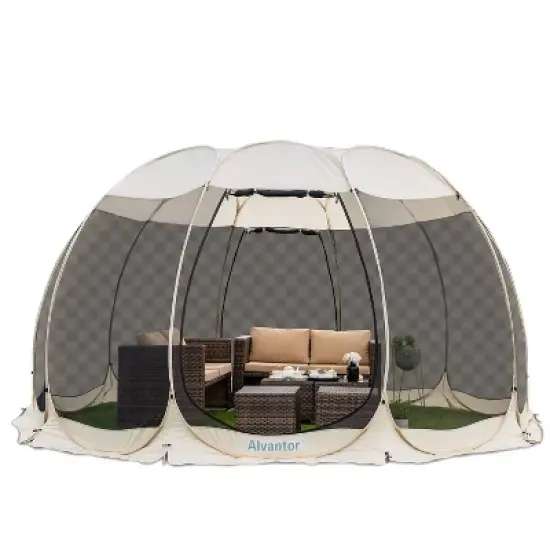Alvantor Outdoor Pop Up Portable Gazebo Tent with Mesh Netting Screened Shelter Beige image {8}