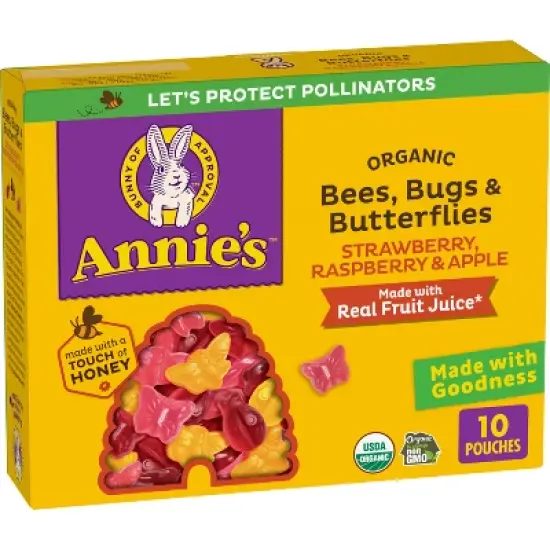 Annie's Organic Bees, Bugs & Butterflies Strawberry, Raspberry & Apple Fruit Snacks - 7oz/10ct image {8}