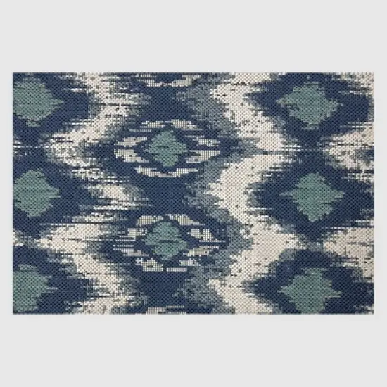 Ikat Outdoor Rug Blue - Threshold image {2}