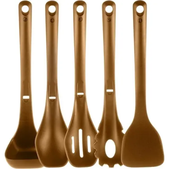 NutriChef Kitchen Cooking Utensils Set - Brown image {1}