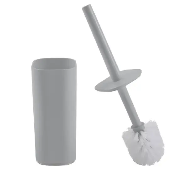 Acrylic Square with Rounded Edges Toilet Brush Holder with Lid Gray - Bath Bliss image {4}