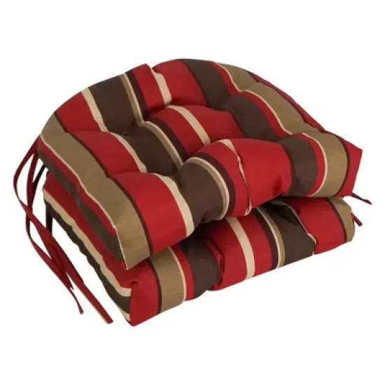 Blazing Needles, 16-inch Spun Polyester Patterned Outdoor U-shaped Tufted Chair Cushions (Set of 2) image {14}