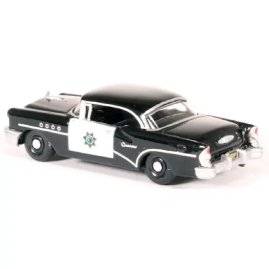 1955 Buick Century "California Highway Patrol" (CHP) Black 1/87 (HO) Scale Diecast Model Car by Oxford Diecast image {2}