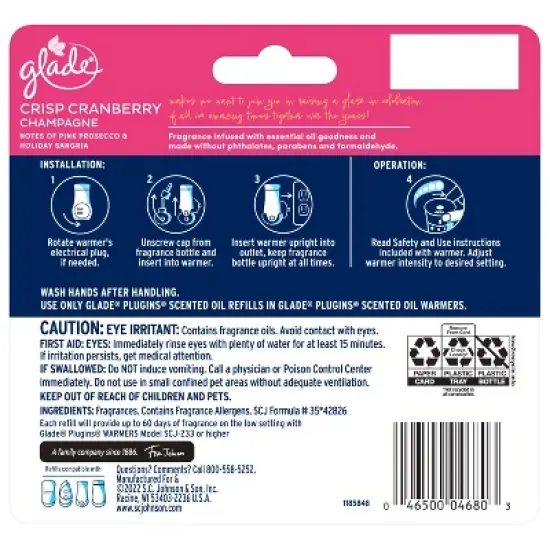 Glade PlugIns Scented Oil Air Freshener - Crisp Cranberry Champagne Refill - 3.35oz/5pk image {2}
