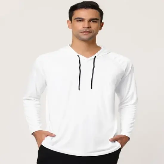Lars Amadeus Men's Lightweight Long Sleeves Workout Athletic Hooded Pullover Shirt image {2}