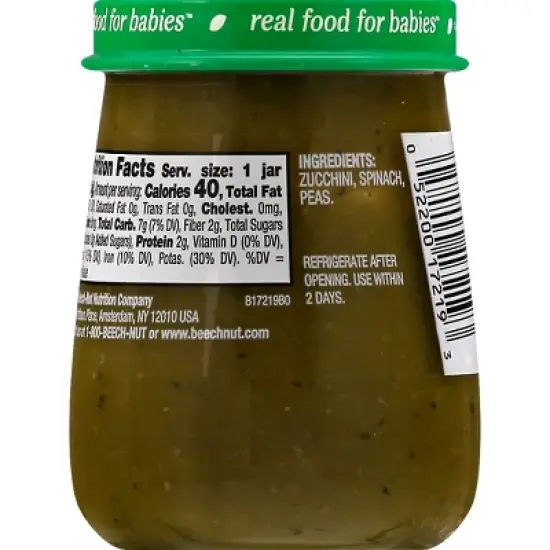 Beech-Nut Non-GMO Naturals Spinach, Zucchini & Peas Baby Food Jar - 4oz image {7}