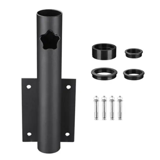 Yescom Universal Flag Pole Holder Deck Mount Bracket for Outside Fit 1" to 2 3/8" Pole Black image {9}
