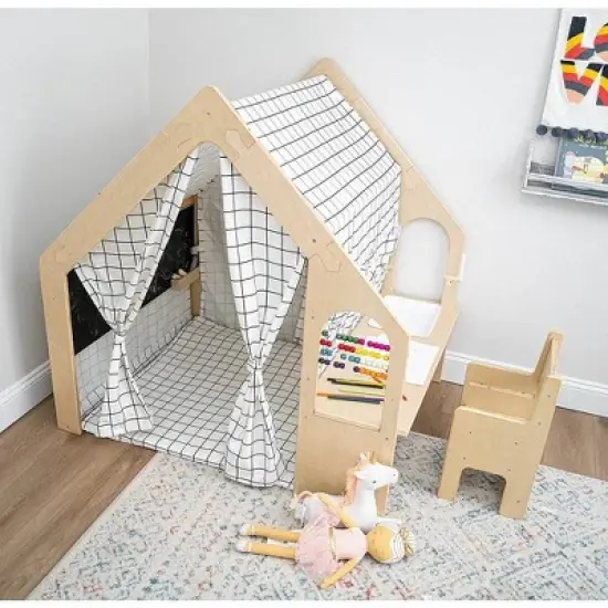 Avenlur Flair - Wooden 5 In 1 Indoor Playhouse Play Tent with Desk Table image {1}