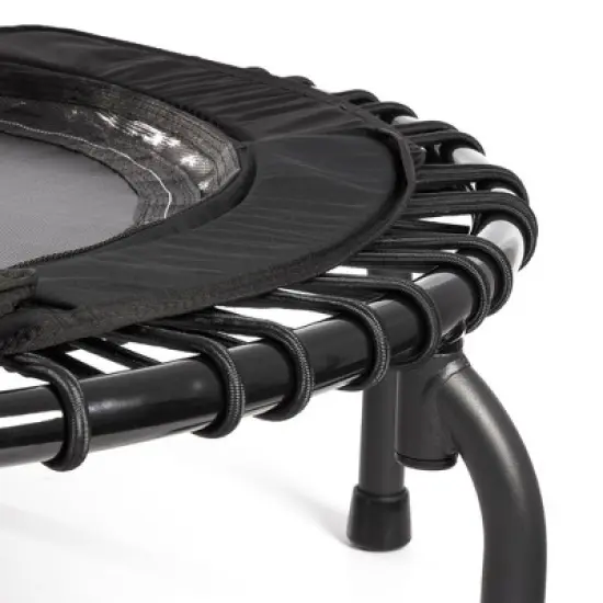 JumpSport 250 Indoor Mini Cushioned Rebounder Trampoline for Home Cardio and Fitmess with Premium Bungees and Workout DVD - Black image {2}