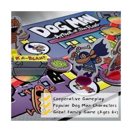 University Games Dog Man Attack of the Fleas Game: Educational Creative Thinking Board, 2-6 Players, Dog Man License image {9}