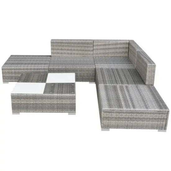 vidaXL Garden Furniture Set Grey PE Rattan Medium Modular image {3}