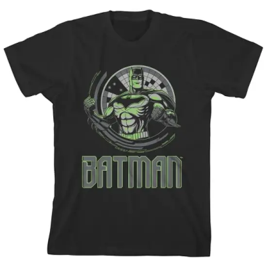 Batman Neon Highlight Geometric Art Black T-Shirt Toddler Boy to Youth Boy image {3}
