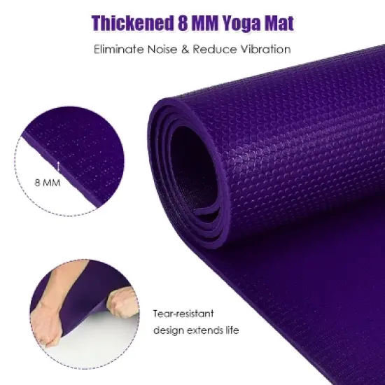 Large Yoga Mat 6' x 4' x 8 mm Thick Workout Mats for Home Gym Flooring Purple image {8}