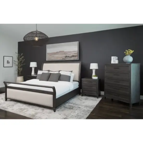 4pc Cindi Sleigh Bedroom Set Gray - Abbyson Living image {1}