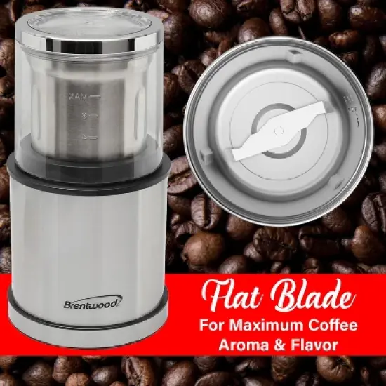 Brentwood 75-Gram Electric Stainless Steel Wet-and-Dry Coffee Bean, Herb, and Spice Grinder with 2 Removable Bowls, CG-162S in Black image {2}