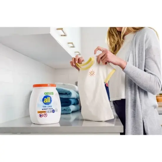 All Mighty Pacs Free Clear Laundry Detergent Pacs with OXI Stain Removers - 56ct/39.5oz image {6}