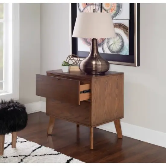 Reid 2 Drawer Nightstand Chest Walnut - Linon image {8}