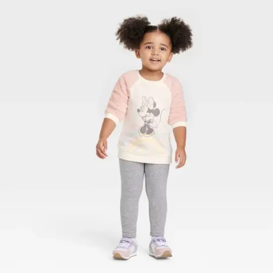 Toddler Girls' Minnie Mouse Solid Pullover Sweatshirt - Pink image {2}