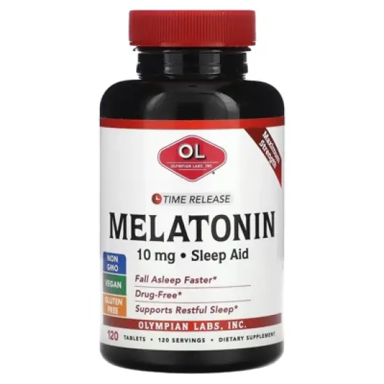 Olympian Labs Melatonin, Time Release, 10 mg, 120 Tablets image {4}